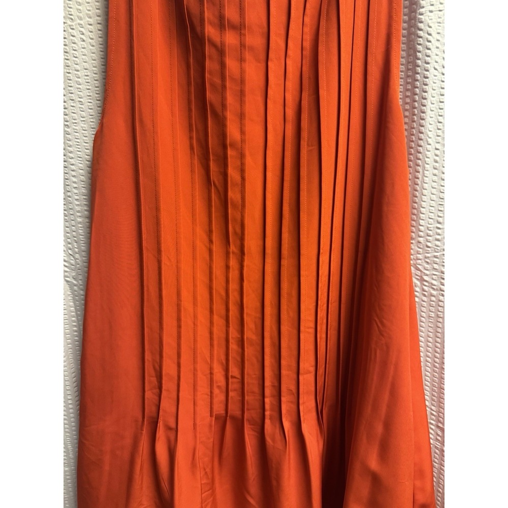 Lauren Ralph Lauren Pleated Red Orange Sleeveless Shift Dress 14P Lined - Picture 9 of 10